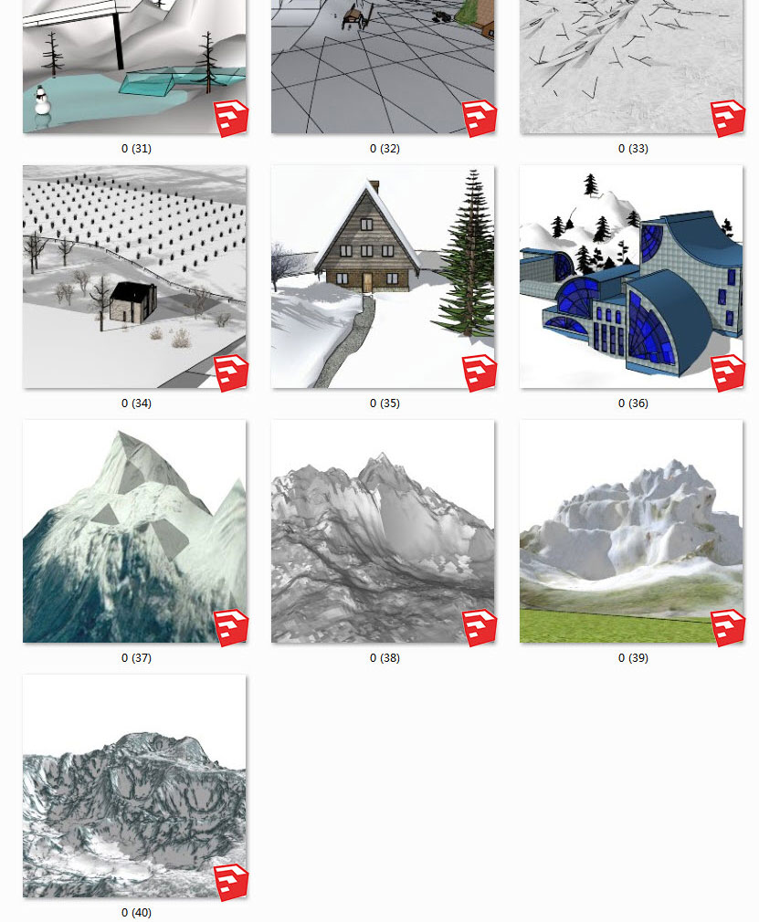 雪山丨雪人丨滑雪丨冰山丨雪地 SU模型