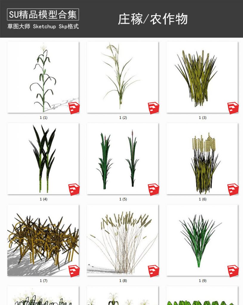 农作物丨庄稼丨水稻丨小麦丨玉米丨杂草 SU模型
