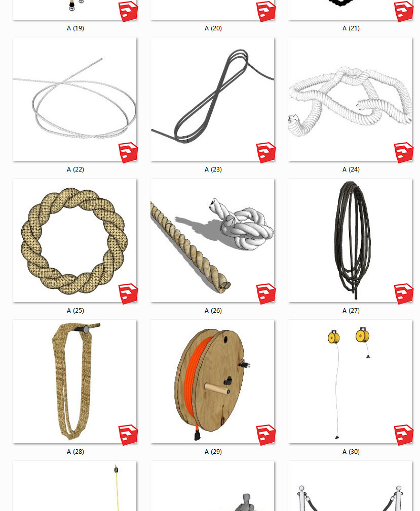 绳索丨麻绳丨拉绳丨缆绳丨绳子 SU模型
