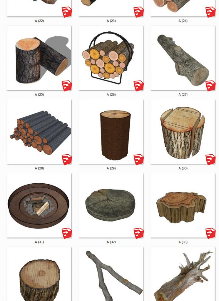 木柴丨木堆丨柴火丨木头丨树桩丨树干丨树枝 SU模型