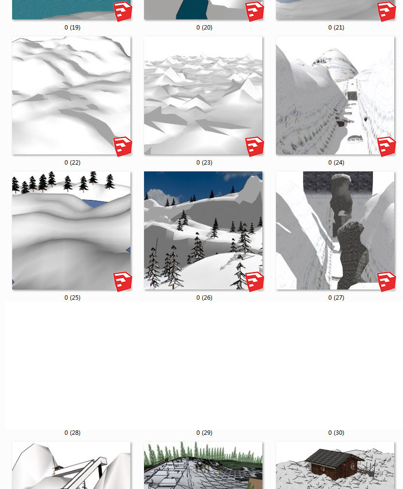 雪山丨雪人丨滑雪丨冰山丨雪地 SU模型
