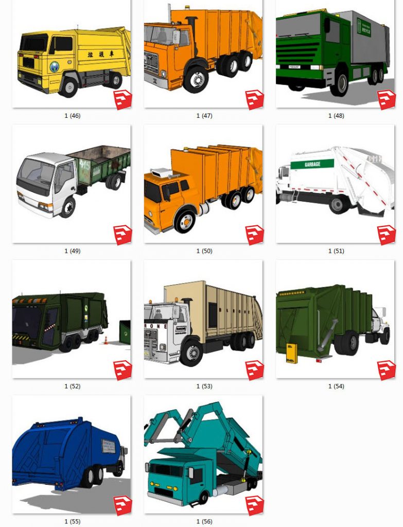  环卫车丨垃圾车丨环卫工人丨垃圾站丨垃圾桶 SU模型