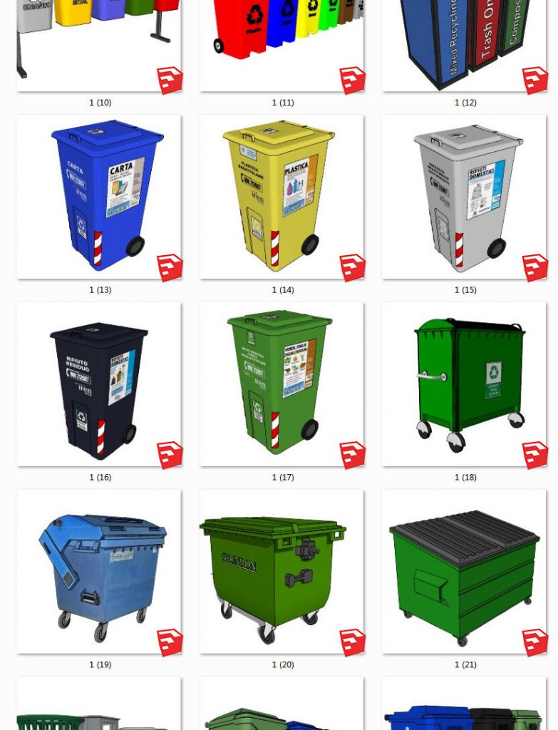  环卫车丨垃圾车丨环卫工人丨垃圾站丨垃圾桶 SU模型