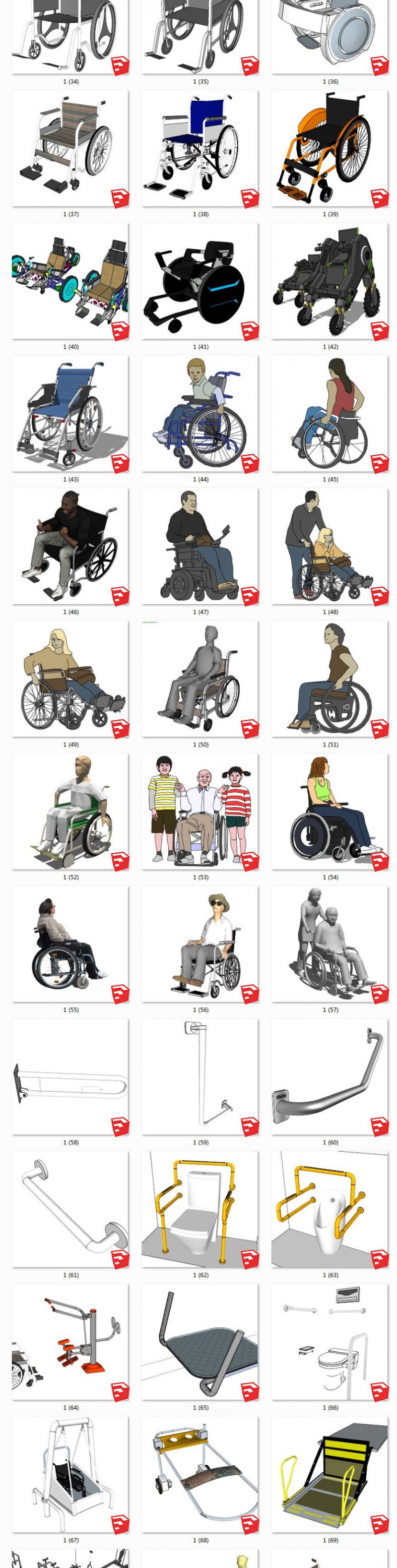 无障碍设施丨轮椅丨厕所标识标志 SU模型