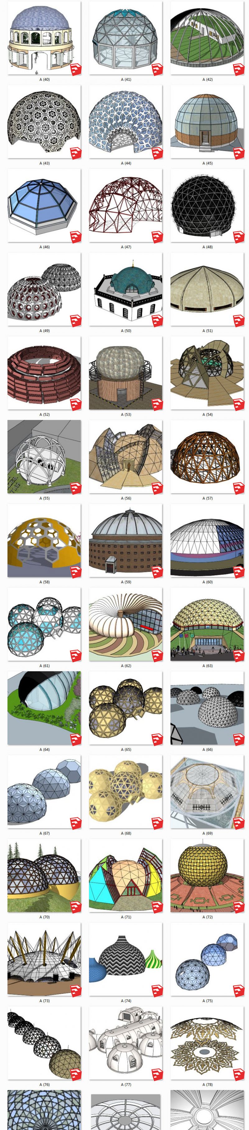 穹顶丨圆顶丨弧形丨拱形丨异形建筑屋顶 SU模型