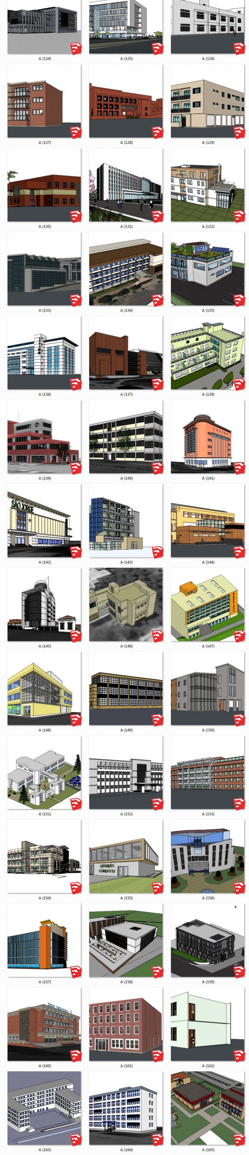 多层写字楼建筑丨建筑外观丨现代办公楼丨公建 SU模型